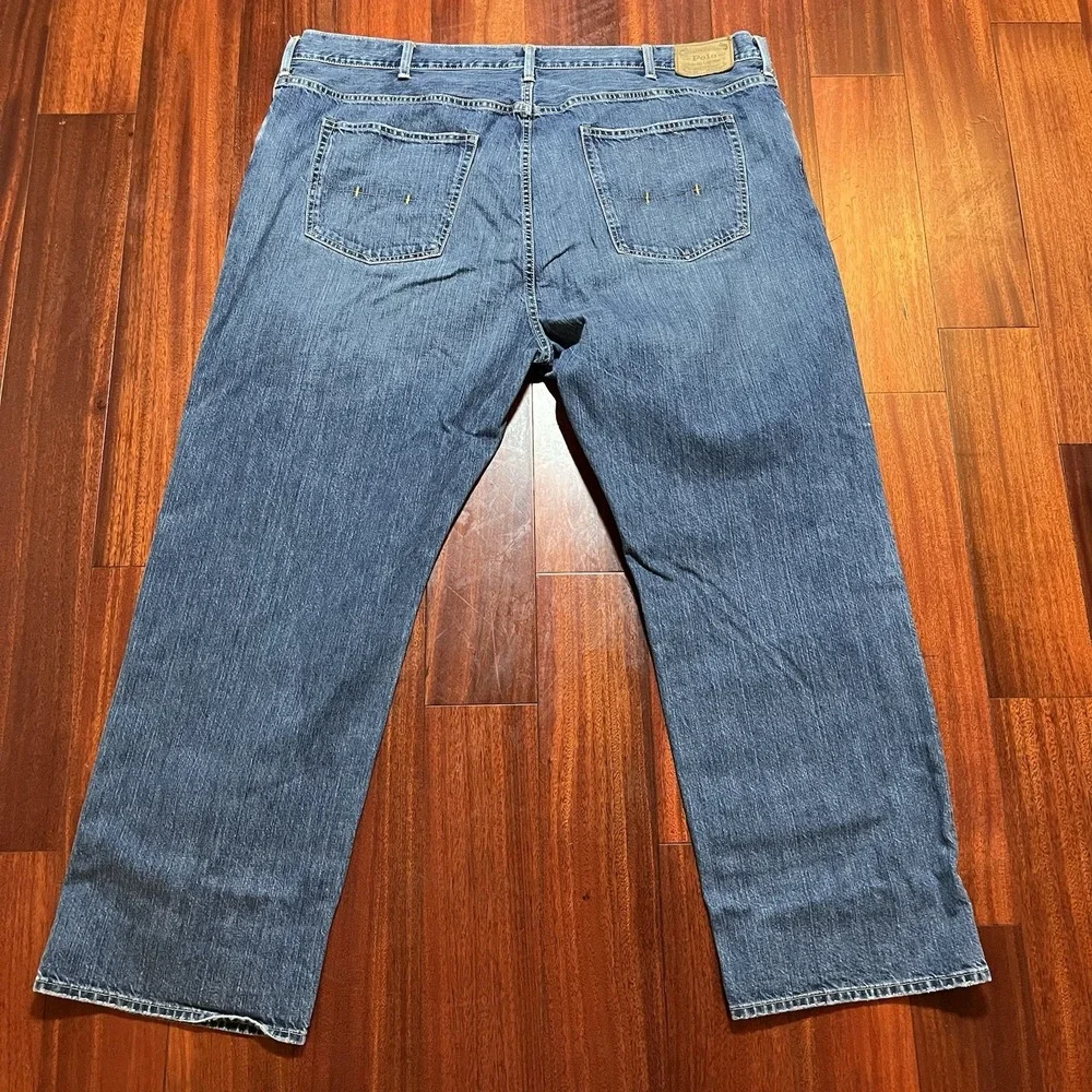 Polo Ralph Lauren Jeans Mens 50x32 Blue Medium Wash Fade Denim Fits 51x32 READ